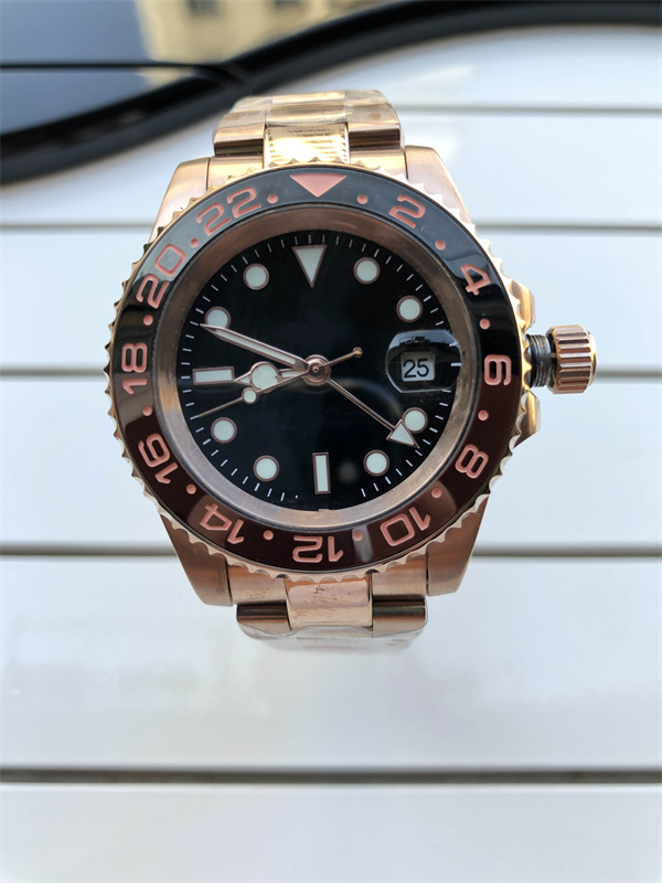 Męski luksusowy automatyczny mechaniczny zegarek ceramiczny 41 mm w całości ze stali nierdzewnej z przesuwanym przyciskiem zegarek do pływania szafirowy luminous