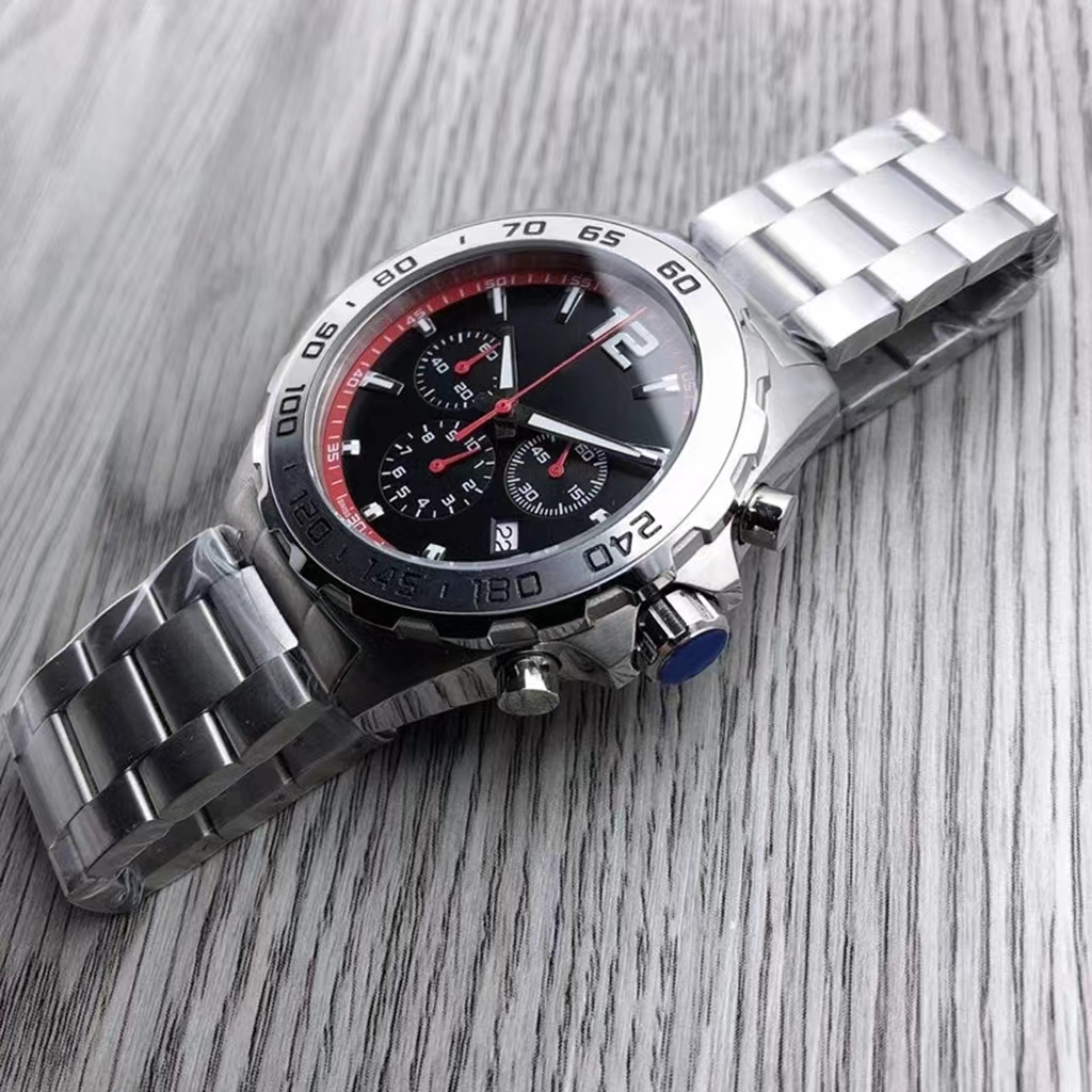 Kwarcowy zegarek męski srebrna tarcza 43 mm importowany oryginalny ruch zaawansowany elektroniczny wielofunkcyjny ruch czasu 316L drobna stalowa moda nowe wodoodporne zegarki