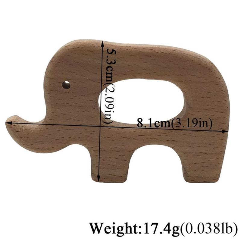 Baby Holz Beißring Tier Elefant geformt glatte Kante natürliche Buche Holz Beißring kaubare Anhänger Baby Beißringe