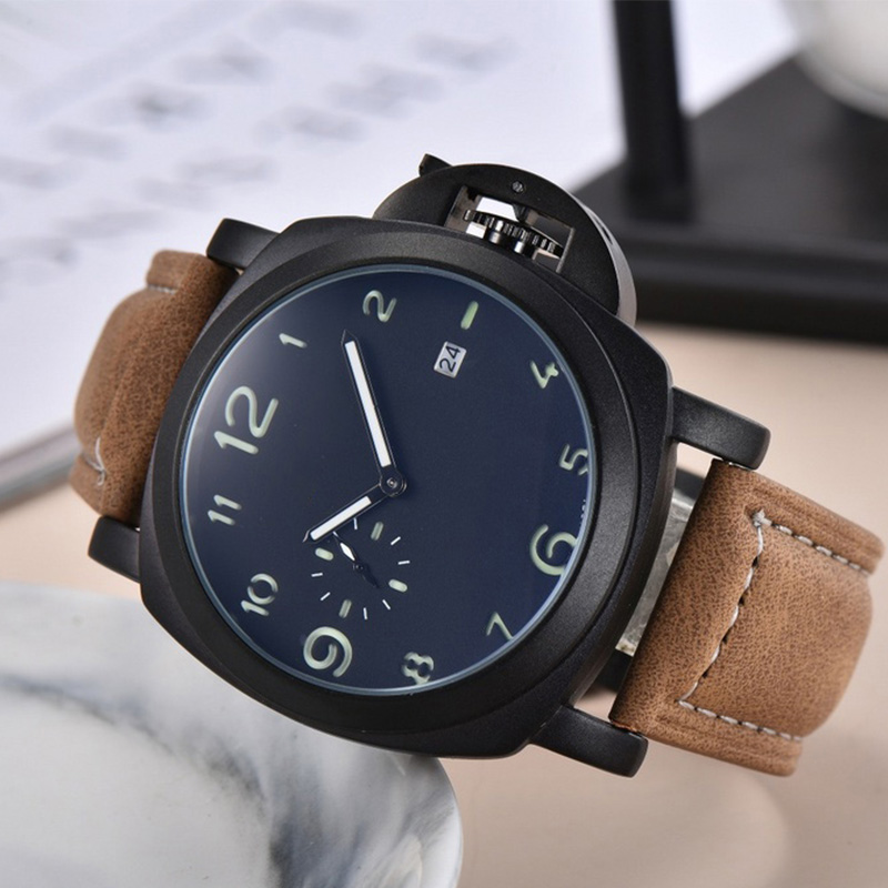Top luxury brand men's simple fashion watch quartz movement multi-function luminous calendar rubber watches