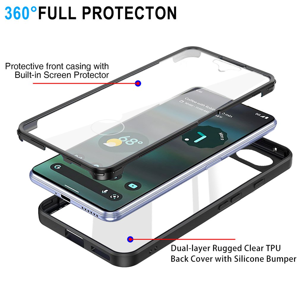 Silikon 360ﾰ Ganzkörperhüllen für Google Pixel 6A Hülle Film Displayschutzfolie Bumper Soft Cover