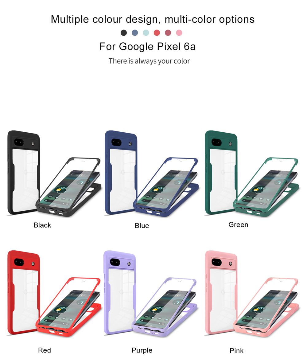 Silikon 360ﾰ Ganzkörperhüllen für Google Pixel 6A Hülle Film Displayschutzfolie Bumper Soft Cover