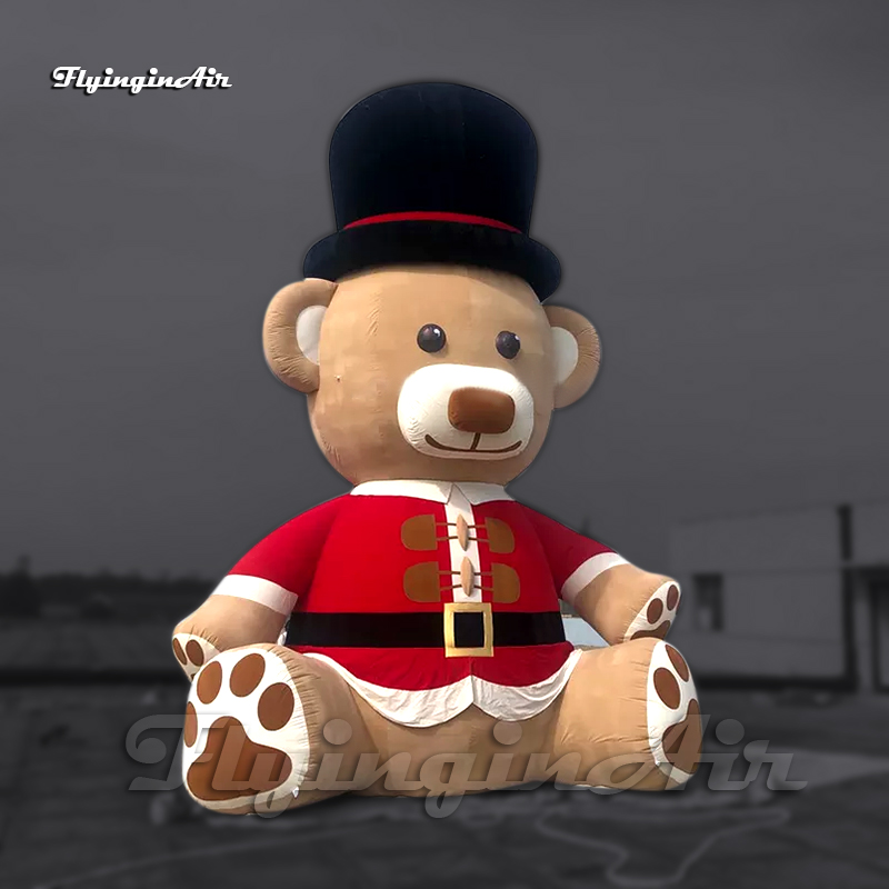 Śliczny gigantyczny nadmuchiwany brązowy niedźwiedź model kreskówkowy Mascot Mascot Balloon Air Pluszowy niedźwiedź na zewnętrzną dekorację świąteczną