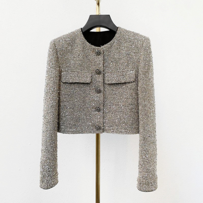 Женские o-образные шерстяные куртки с серебряным цветом Lurex