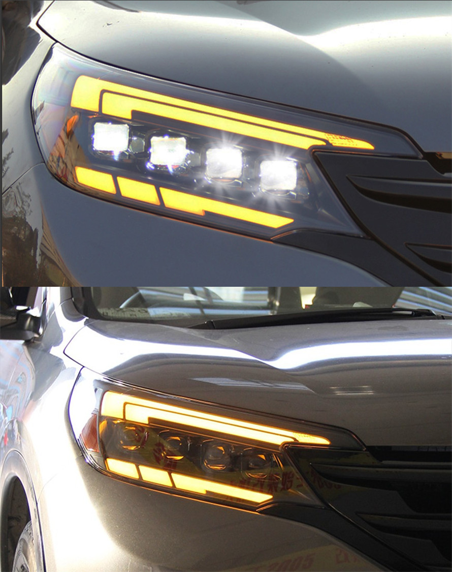 Auto Lichter Für CRV 2012-2014 CR-V LED Auto Scheinwerfer Montage Upgrade Projektor 4 Objektiv Dynamische Signal Lampe werkzeug Zubehör