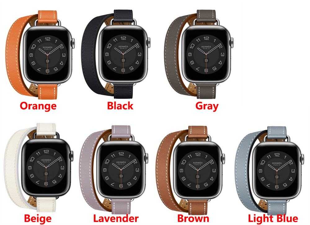 Faixa de couro genuíno de cinta de círculo duplo para bandas de relógio Apple 38/42/40/41/44/45/49mm iwatch watchbands watch acessórios