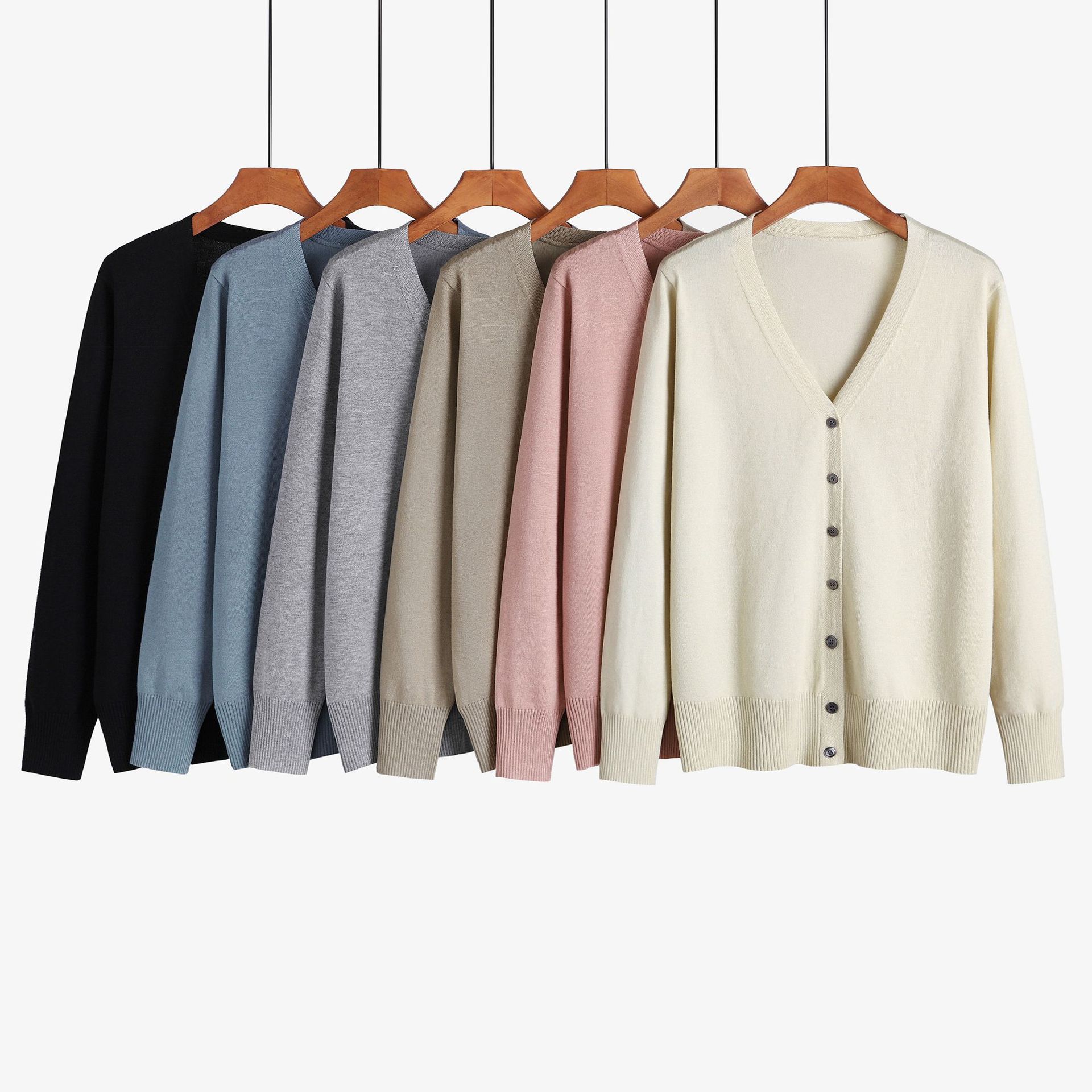2022 New women's Sweater V-neck long sleeve plus size women's cardigan