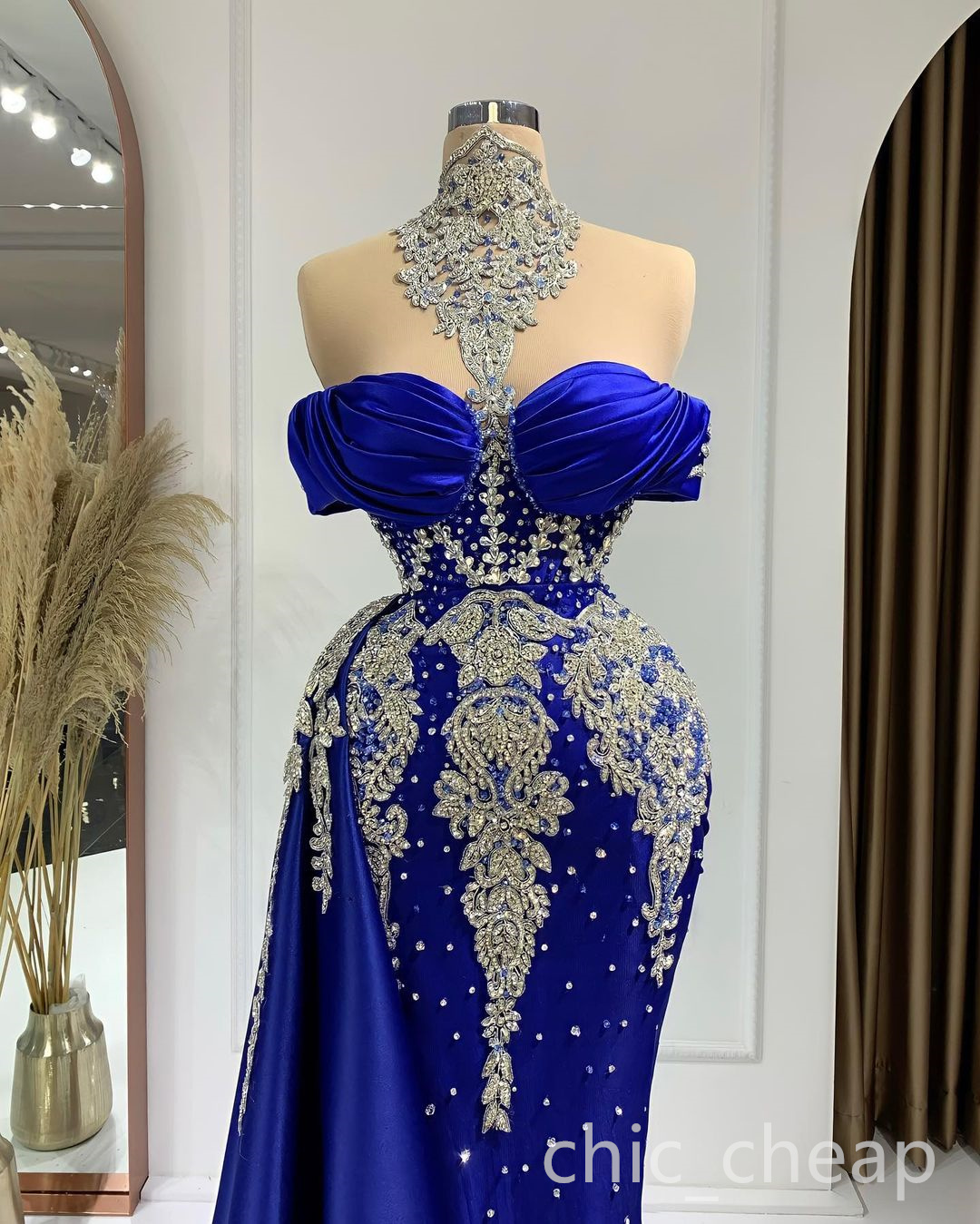 2022 Arabic Aso Ebi Sheath Luxurious Prom Dresses Lace Beaded Crystals Evening Formal Party Second Reception Birthday Engagement Gowns Dress ZJ212