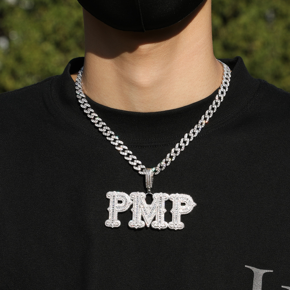 TopBling Collana con ciondolo con lettere personalizzate dalla A alla Z, gioielli hip-hop placcati in oro reale 18 carati ghiacciati