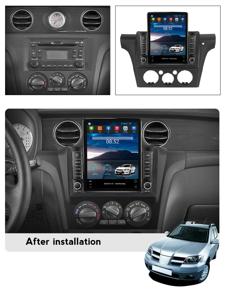 Автомобильный DVD -радио видеоиглера для Mitsubishi Outlander 1 2001 - 2008 Autoradio Android Auto CarPlay Navigation GPS BT BT Head Unit