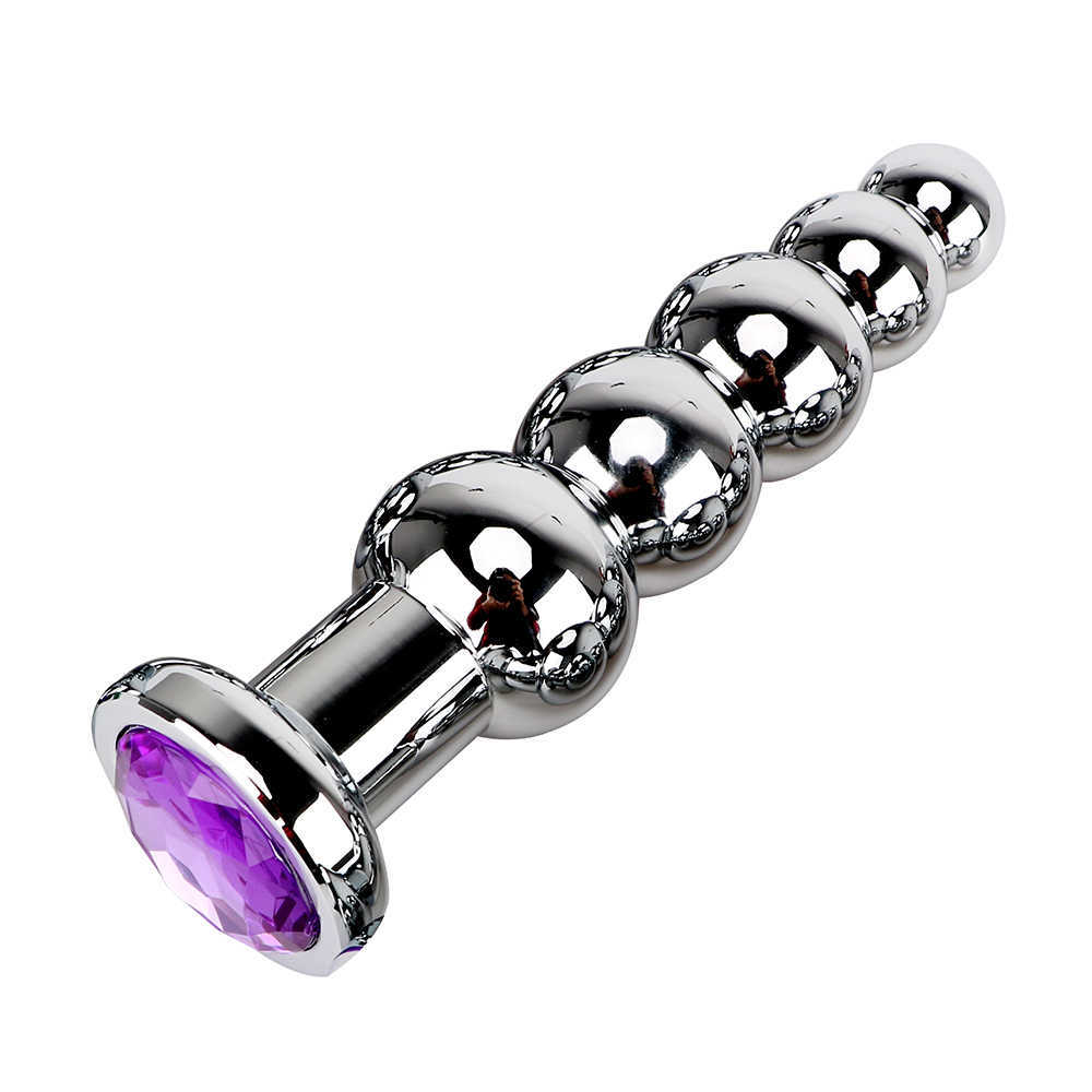 Beauty Items IKOKY Metal Anal Beads Prostate Massage Stainless Steel Butt Plug Heavy Anus with 5 Balls sexy Toys for Men and Women Gay