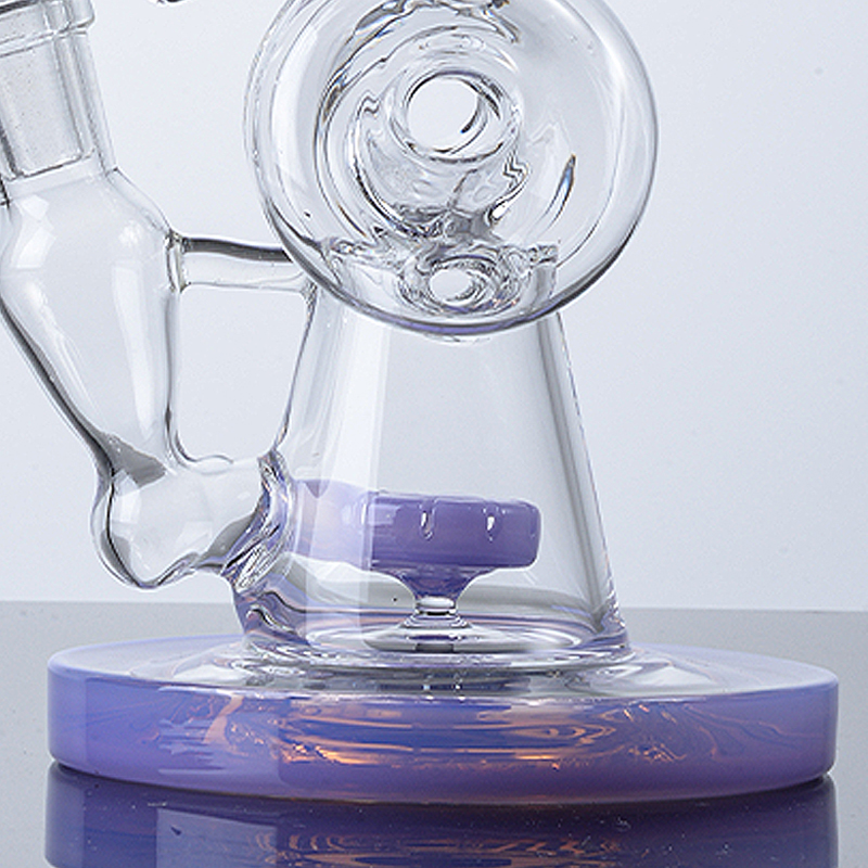 Dubbele recycler glazen bongs waterpijpgleden donut perc zijspanwaterpijpen roken bong 14 mm vrouwelijke gewricht olie dab rigs