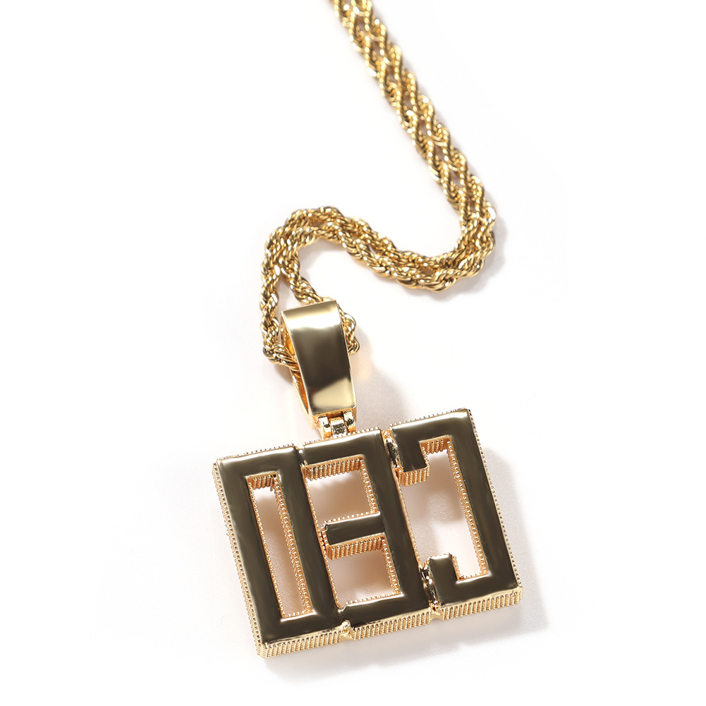Topling Hip Hop A-Z Letters personalizados Colar pingente Bling 18K Real Gold Plated Jewelry