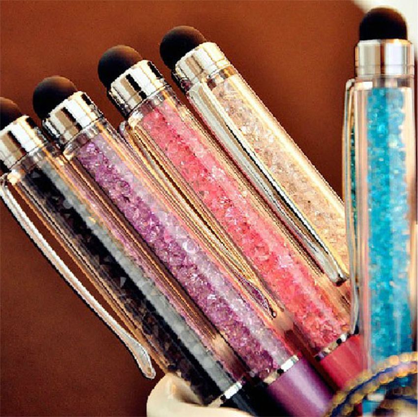 2 in 1 Crystal Ballpoint Pen with Stylus Touch Screen Pens for Mobile Phone Tablet Smart Pencil