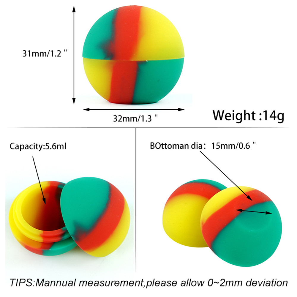 Accessoires pour fumer 50 pièces5.6ML, petit récipient antiadhésif en Silicone écologique pour bouteilles de pots de concentré Dab