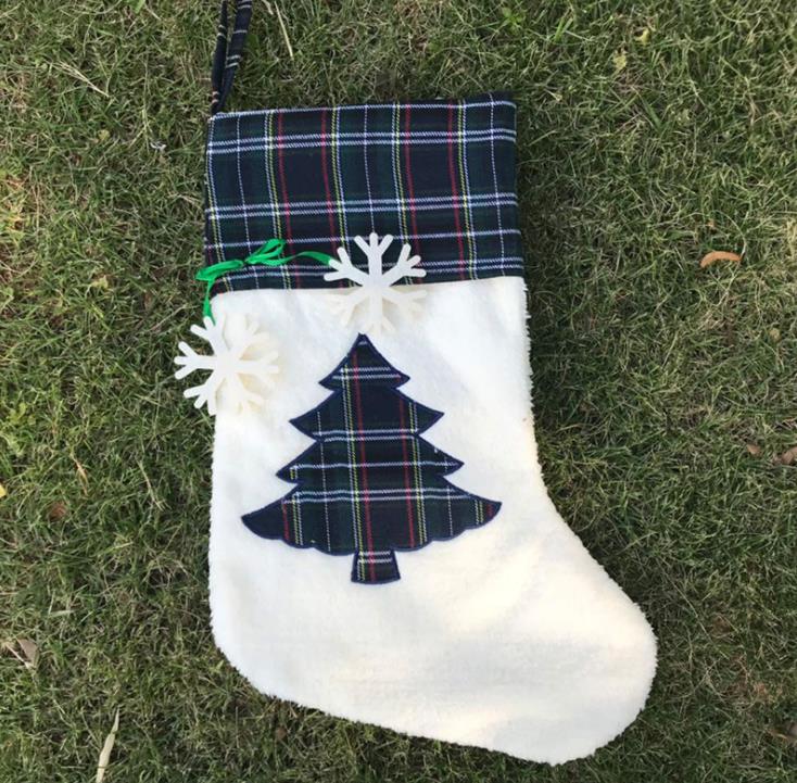 Cat Dog Paw Christmas Stocking Xmas Sock Decoration Snowflake Footprint Pattern Xmas Stockings Apple Candy Gift Bag for Kid SN07