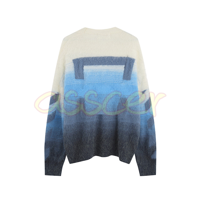 Designer Mens Mohair Sweaters Womens Autumn Winter Sweater Fashion Youth Bottomed Warm Clothing Gradient Color Pullover Knit Shirt Size S-XL