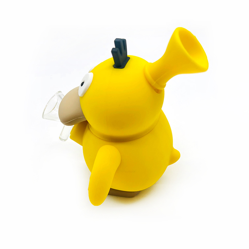 125mm Yellow Psy Duck Bong Hookahs med 14mm Glass Bowl Tobacco Pipe Mini Bongs Waterpipes