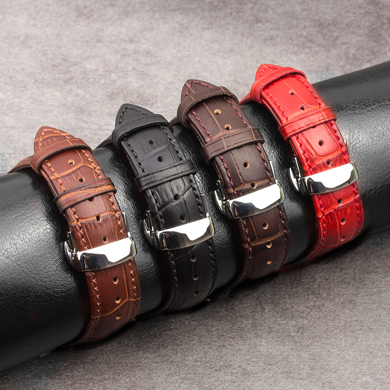 Alligator strap for iWatch Ultra 49mm Band Apple Watch 8 7 6 se 5 4 41mm 45mm 38mm 42mm series double buckle butterfly buckle crocodile leather straps