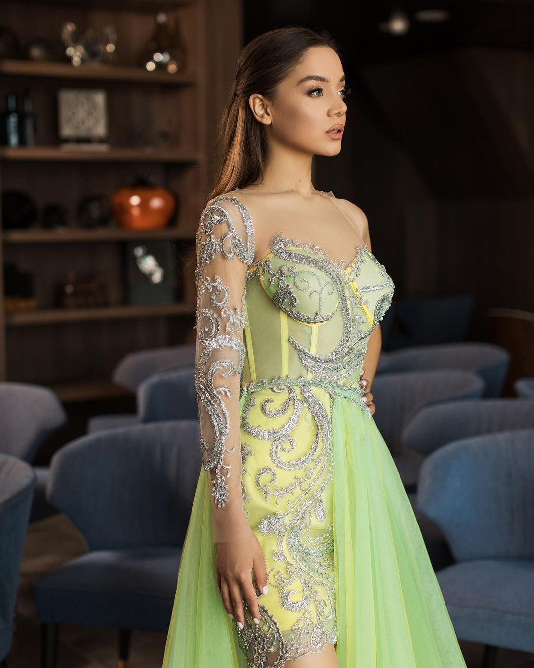 Robe de bal d'illusion scintillante, tenue de soirée courte, cristaux, paillettes, froncée, avec jupes, sur mesure