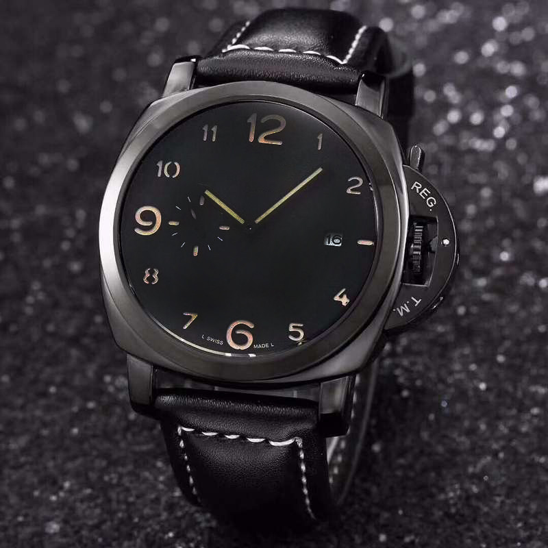 Orologi al quarzo di marca di lusso da uomo di alta qualità, orologi in pelle con cassa in acciaio inossidabile nero di moda semplice