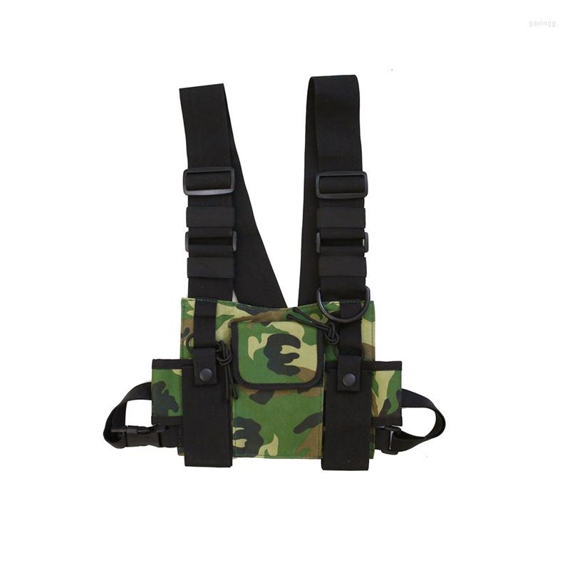 Sacs de taille Verte tactique Nylon Military Chest Pack Pouchure Holster Harness Walkie Talkie Radio pour deux voies 281d