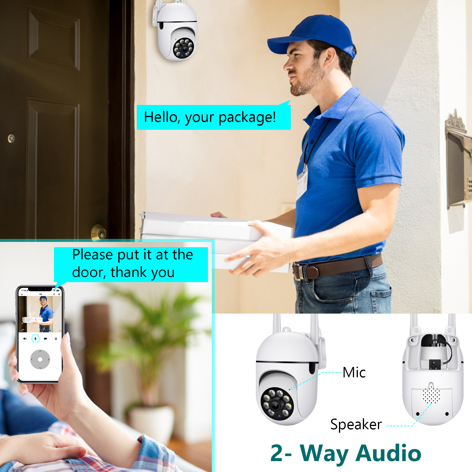 Fotocamera IP Ultra HD 5MP H265 PTZ Camere WiFi esterni 1080p AI Sicurezza di rilevamento umano CCTV Sorveglianza AP WiFi Spot5640067