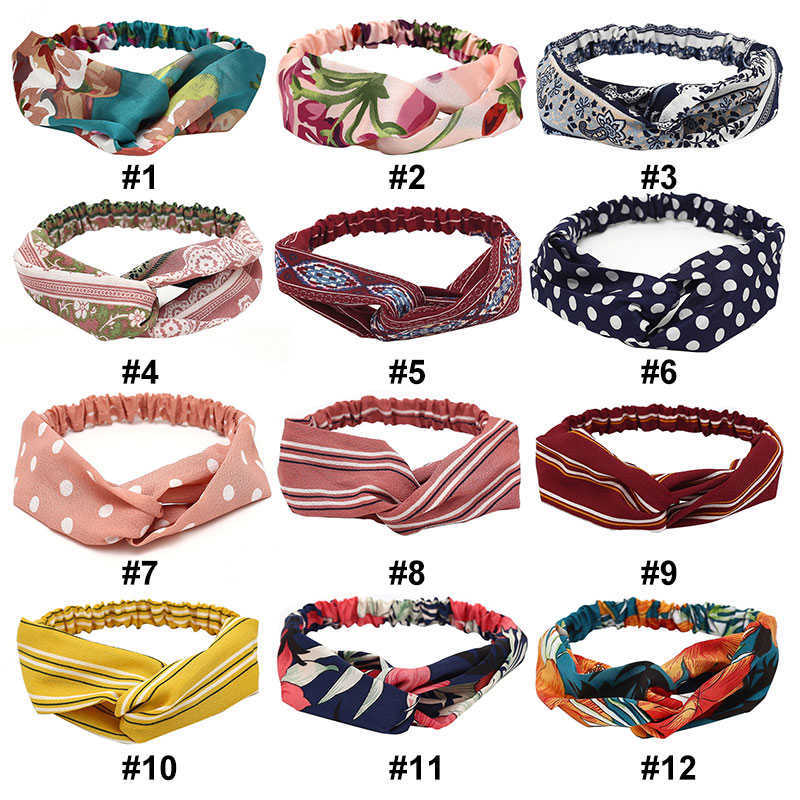 Yoga Hair Bands Dames Sporthoofdband Yoga Fashion Soft Headwrap Cross Print High Elastic Headbands Girls Sport Twisted geknoopte hoofddeksel L221027