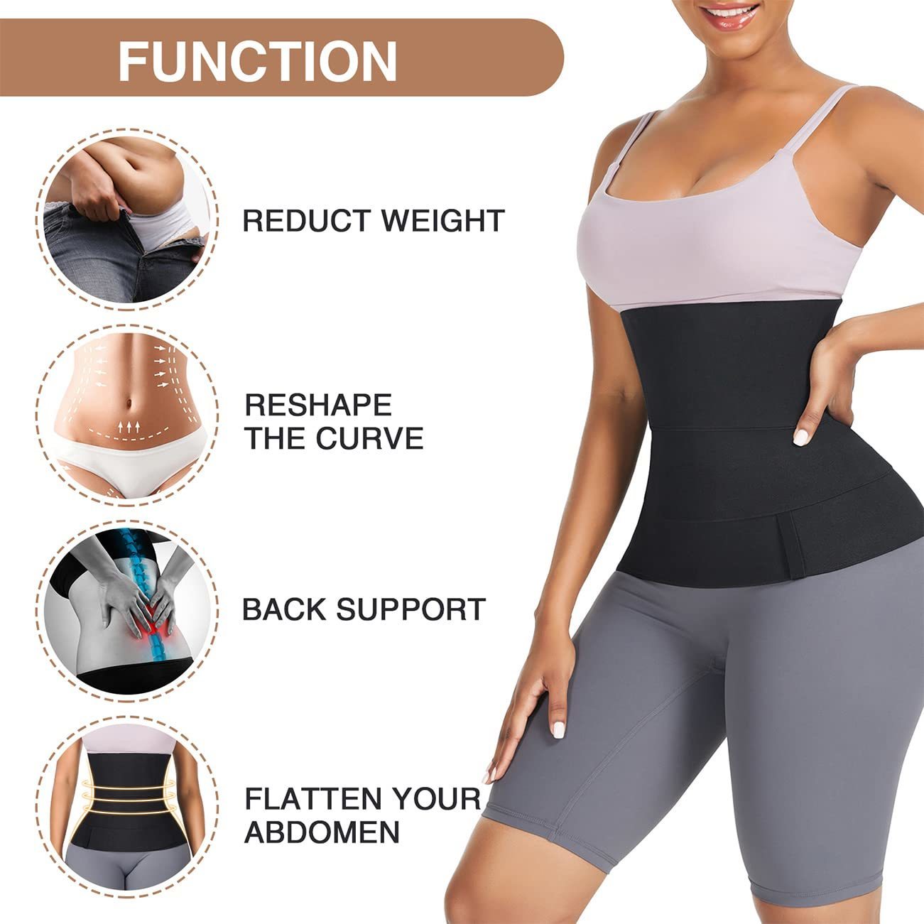 Waist Support Trainer for Women Tummy Wrap Trimmer Belt Slimming Body Shaper Plus Size Invisible 221027