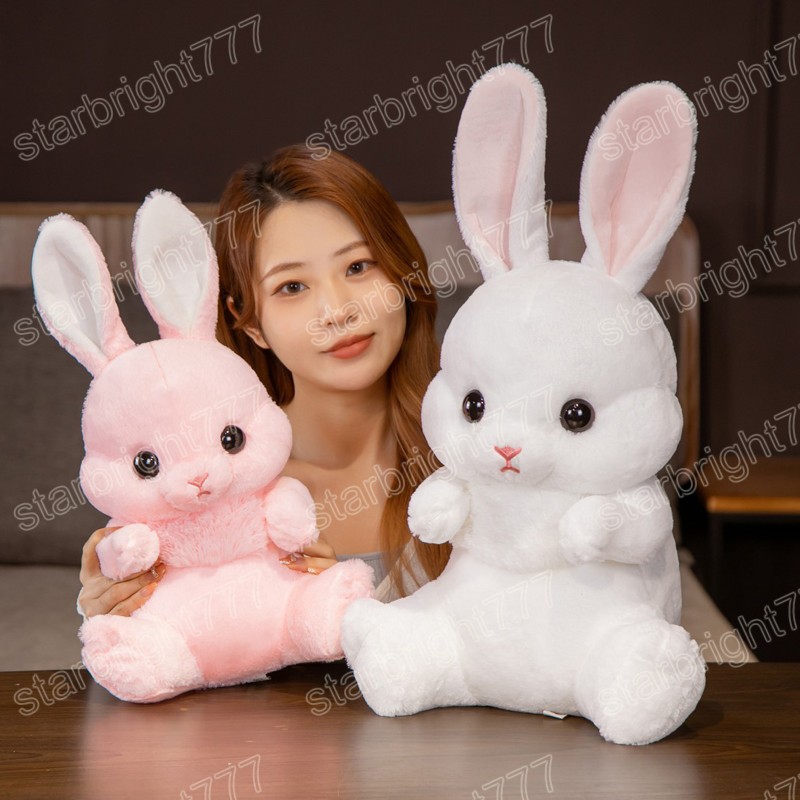 45 CM belle assis lapin en peluche jouets Kawaii longue oreille lapin en peluche oreiller en peluche doux poupées enfants anniversaire Brinquedos cadeau