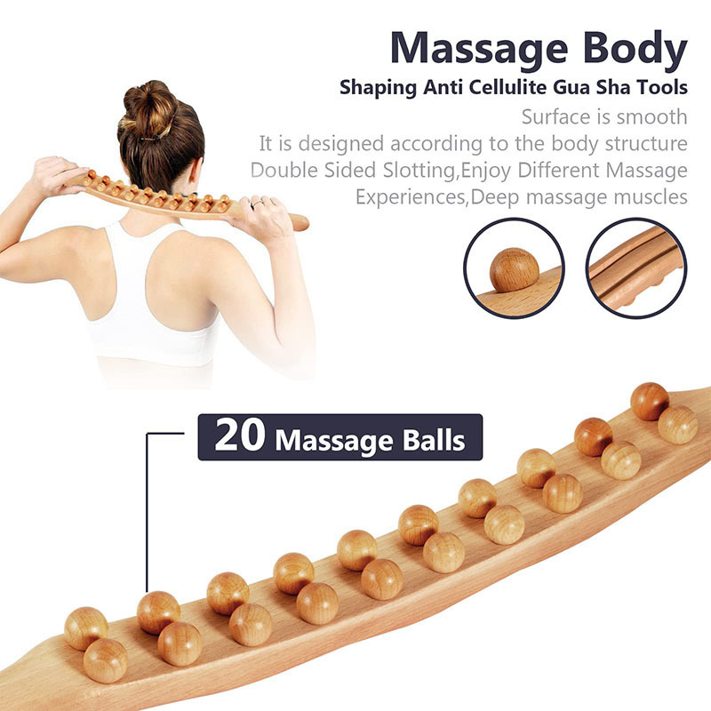 Full Body Massager 20 Kralen Gua Sha Massage Stok Verkoold Hout Terug Sloop Meridiaan Therapie Wand Spier Ontspannende Guasha 221027