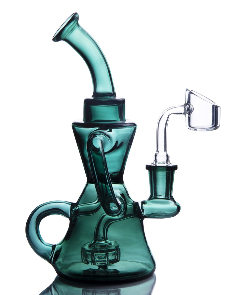 Paars glas Bong Waterpijpen Recycler Olie Rigs beker Water Bongs Roken Glazen Pijp Met 14mm Banger 7.8inchs