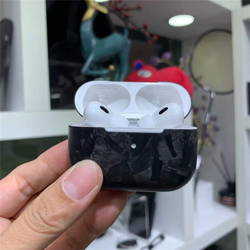 Äkta kolfiber Aramid Slim Case för Apple AirPods Pro 2 Glossy Matte Oregelbundet smidd rustningstäckning