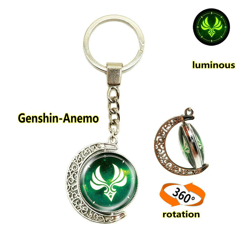 Fashion animation Keychains Lanyards Meta God Eye luminous keyrings pendant double-sided rotating moon pendant metal key chain