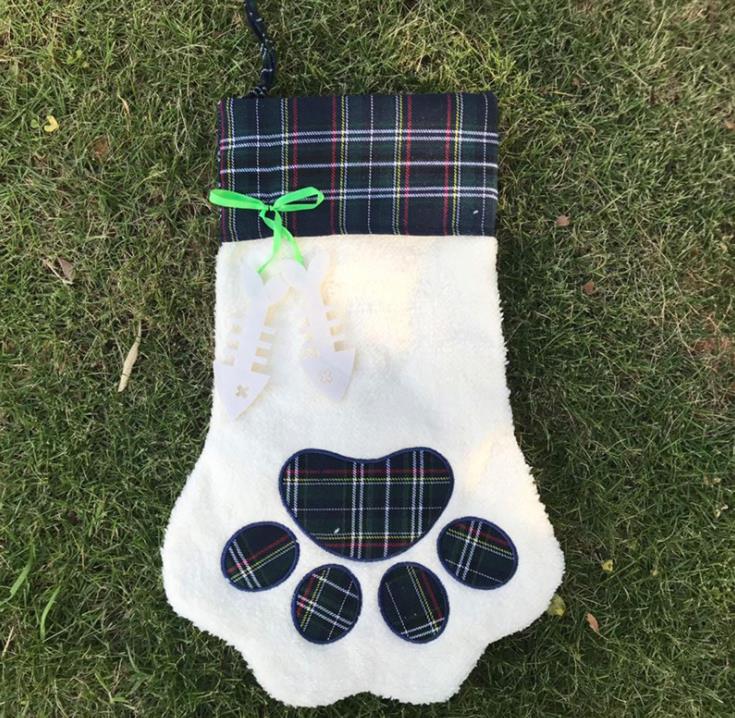 Cat Dog Paw Christmas Stocking Xmas Sock Decoration Snowflake Footprint Pattern Xmas Stockings Apple Candy Gift Bag for Kid SN07