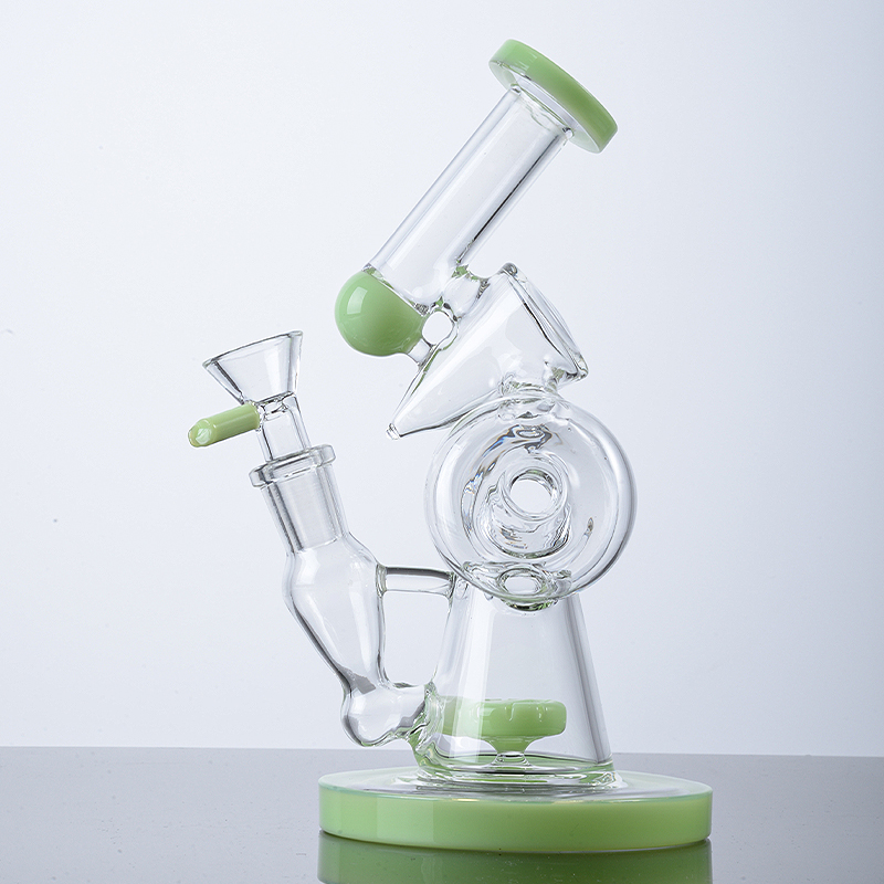 Dubbele recycler glazen bongs waterpijpgleden donut perc zijspanwaterpijpen roken bong 14 mm vrouwelijke gewricht olie dab rigs