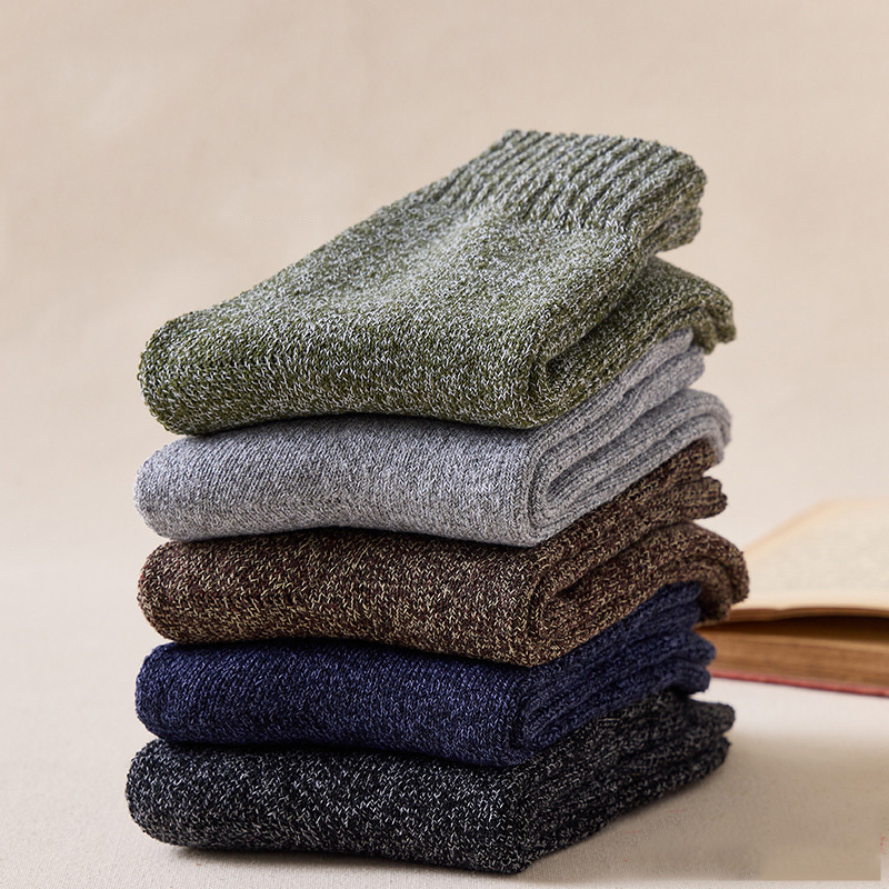 Skarpetki męskie 5 par zagęszczonych wełnianych mężczyzn Wysokiej jakości ręczniki Zachowaj ciepło zimowy bawełniany świąteczny prezent dla mężczyzny rozmiar termiczny 38-45 221027
