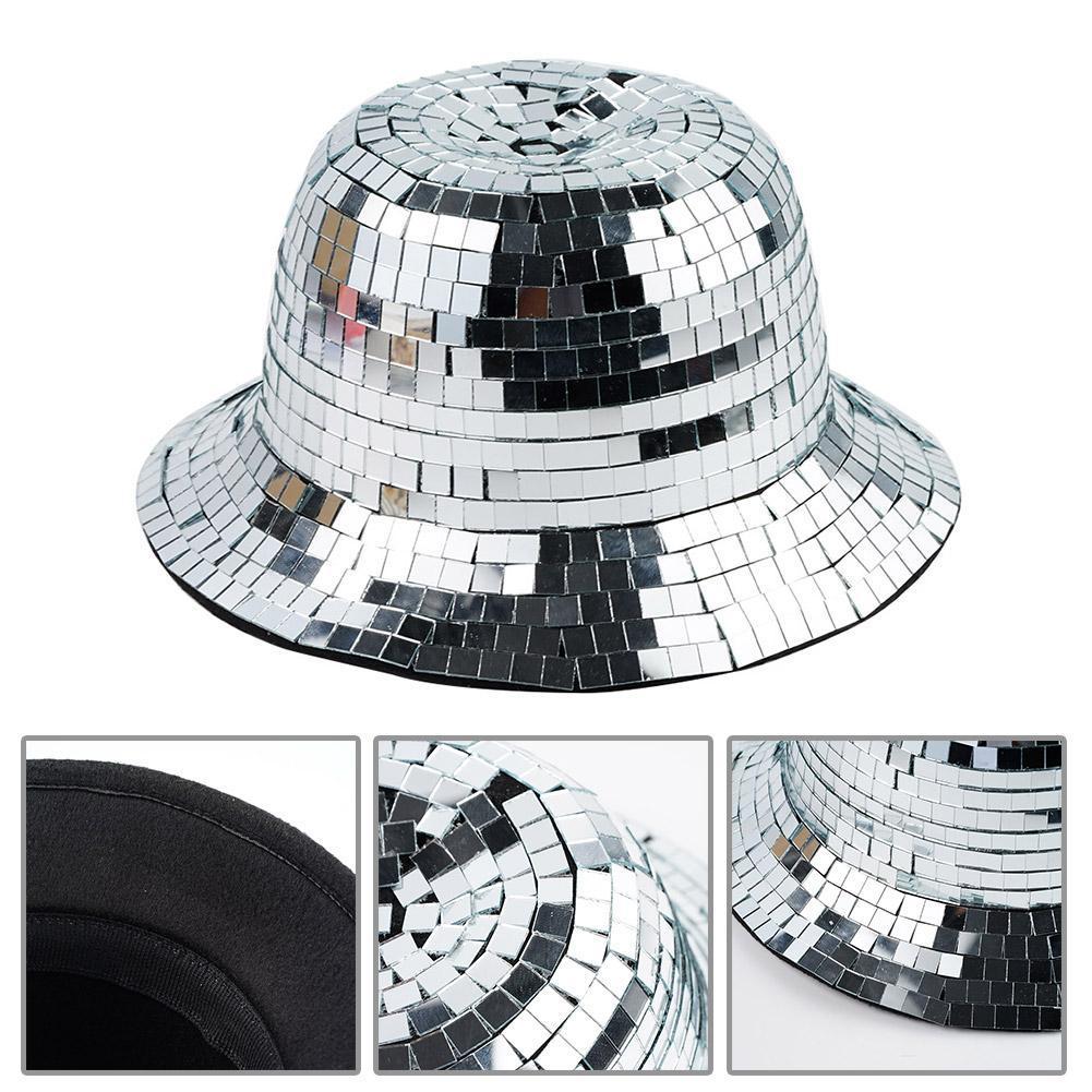 Large Brim Chapeaux Seau Glitter Miroir Disco Pleine Boule De Paillettes Pour DJ Club Bar Unisexe Festival Visière Plage Pêcheur 2210275007300