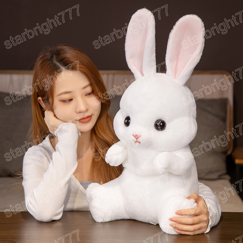 45 CM belle assis lapin en peluche jouets Kawaii longue oreille lapin en peluche oreiller en peluche doux poupées enfants anniversaire Brinquedos cadeau