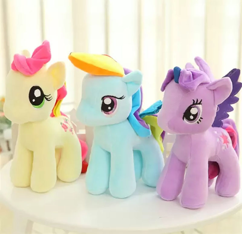 25 cm Plush Toy Rainbow Pony Unicorn Embrodery M￶nster