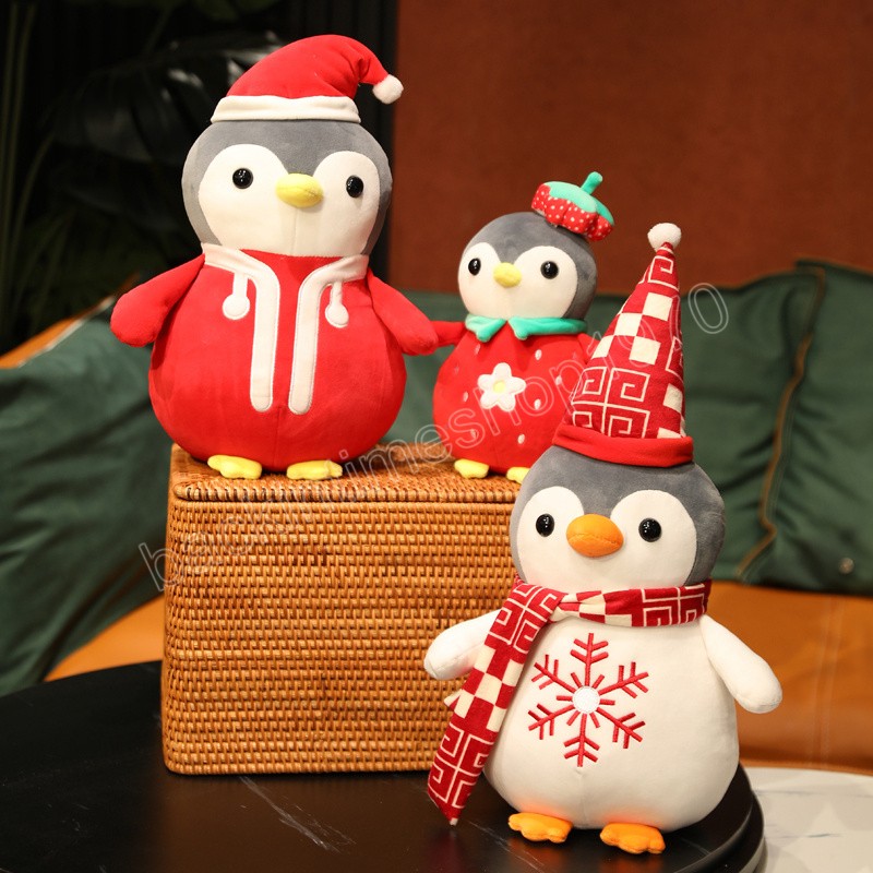 25/35cm Cartoon Christmas Style Penguin Plush Toy Dolls Lovely New Year Pillow Stuffed Soft Penguin Doll Xmas Gifts