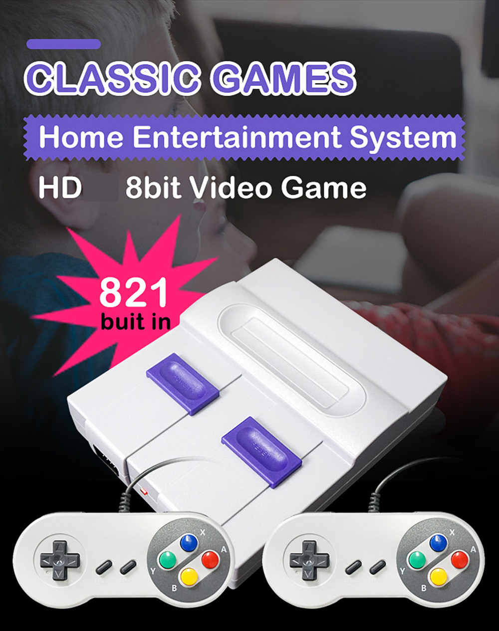 HDTV 1080P Out TV 821 Game Console Video Handheld Games for SFC NES Games Consoles Children Family Gaming Machineree