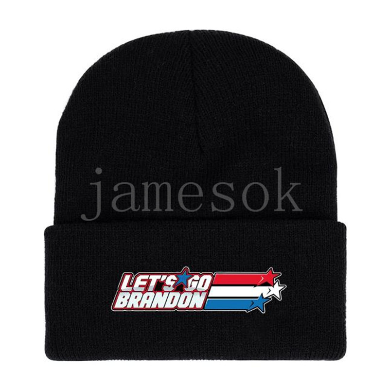 Let's Go Brandon Black Knitted Beanie Hat Woolen Cap for Men and Women Autumn and Winter Sports Caps de869