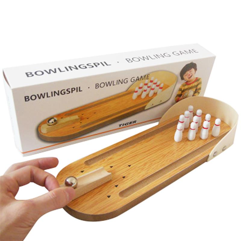 Mini Bowling Desktop Game Creative Miniatures Toys Wood Children Puzzle Innovative Toys Solid Wood Paternity Fun Ball
