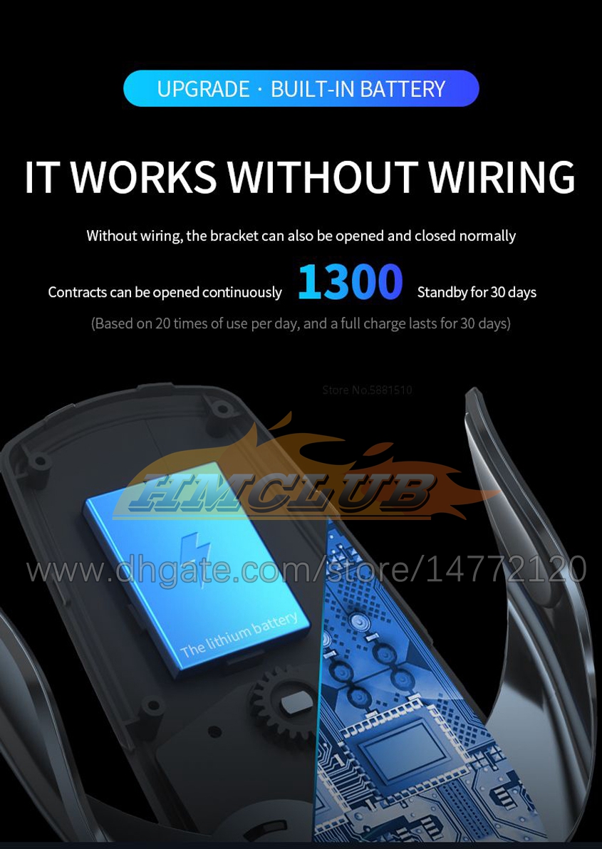حامل هاتف الشحن المغناطيسي للشحن المغناطيسي لـ Mercedes-Benz Wireless Charge Smart Sensor Inclamping Auto Clamping for iPhone Samsung All Mobile Air Vent Mount