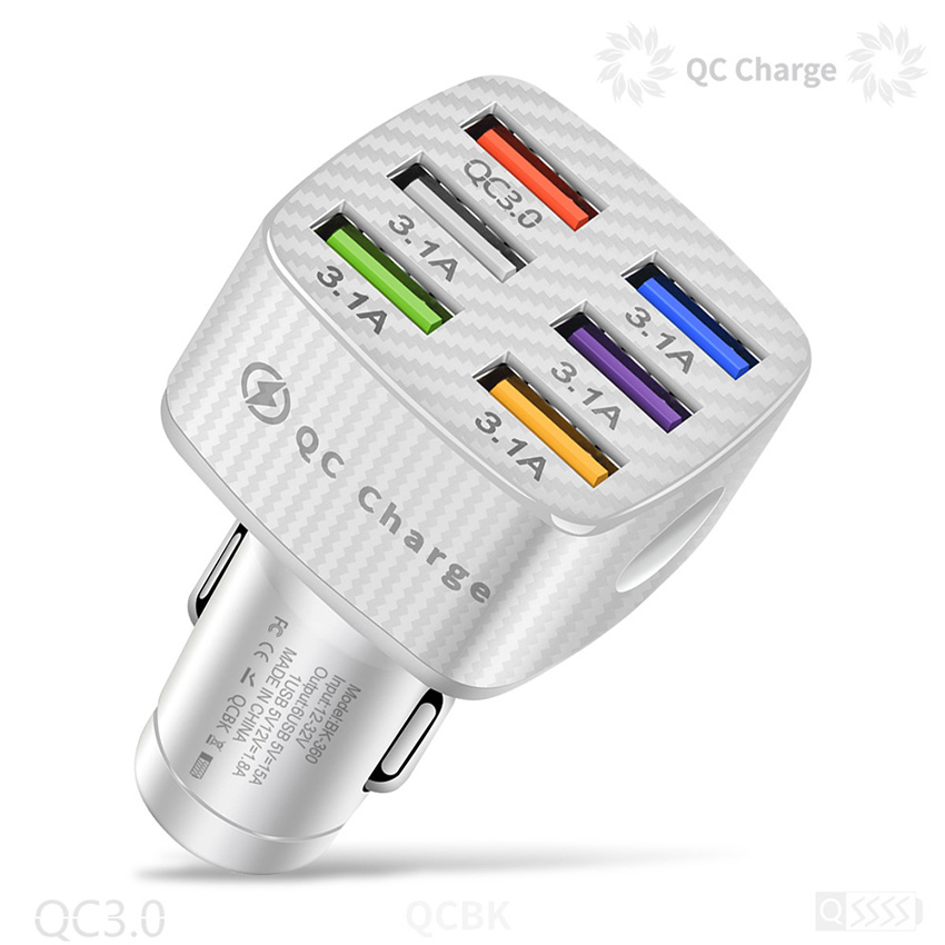 15A 6 portar USB Quick Car Charger för iPhone 13 12 11 Pro Max Mini Fast Charging Adapter för Xiaomi Samsung Tablet iPad