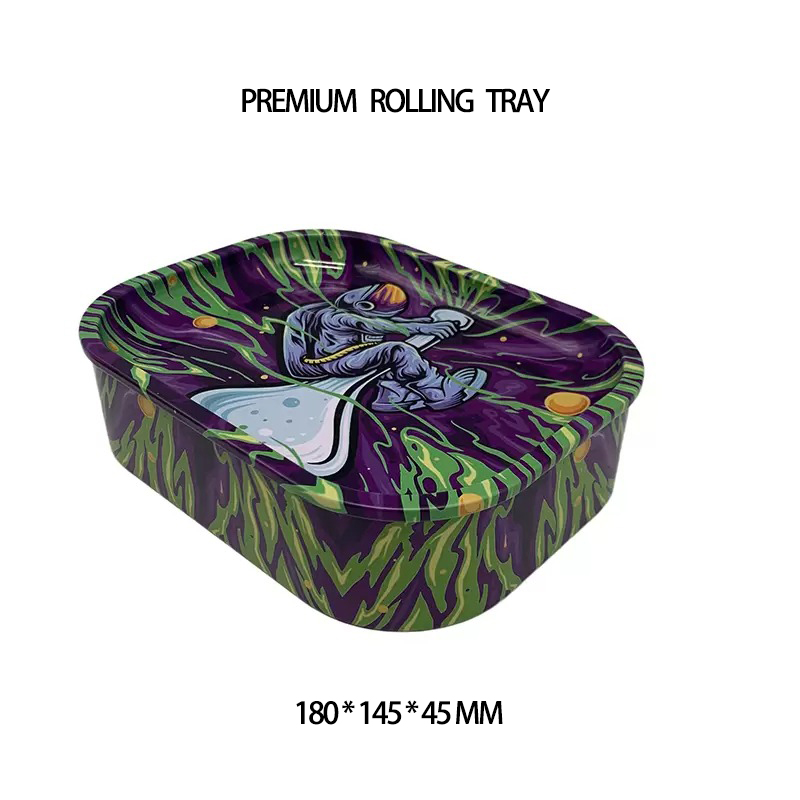 Metall Rolling Tray Kit rökningstillbehör Stash Box 180x140x45mm Big Small Size Roll Magasy 10 Designs