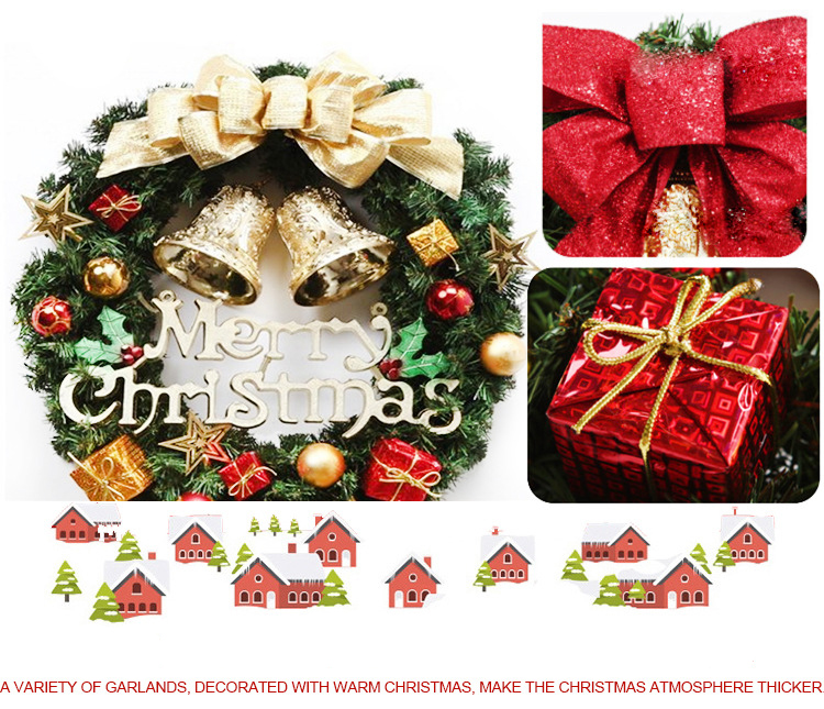 30 cm Weihnachtskranz, Türbehang, Fenster-Requisiten, Hintergrund, Weihnachtsbaum-Zubehör für Zuhause, Party