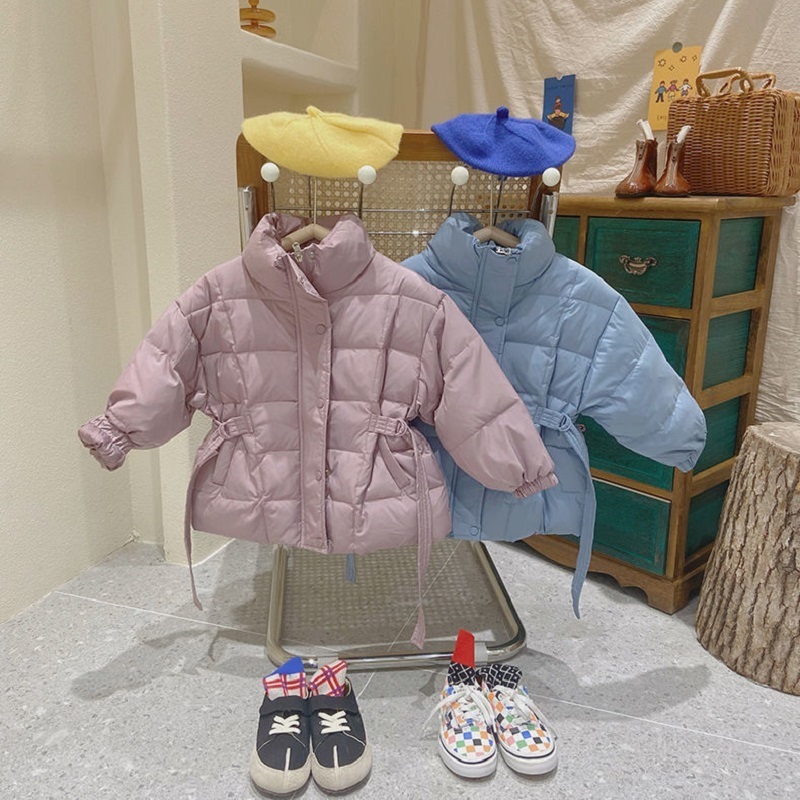 Manteau de duvet Mode Bébé Garçon Fille Coton Veste Rembourrée Hiver Infantile Enfant Enfant Taille Ceinture Chaud Épais Vêtements Vêtements 2-10Y 221107