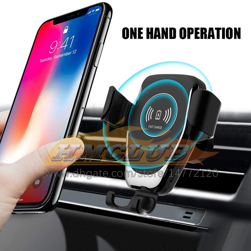 60W Fast Qi Car Wireless Charger för iPhone 13 12 11 Pro XS Max XR X Samsung S10 S9 Wireless Charging Phone Car Holder Laddar Holder Automotive Electronics Gratis fartyg